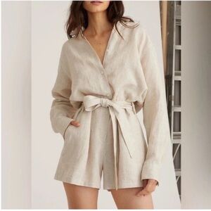 Marissa Webb Rowan Linen Button Down Romper NWT